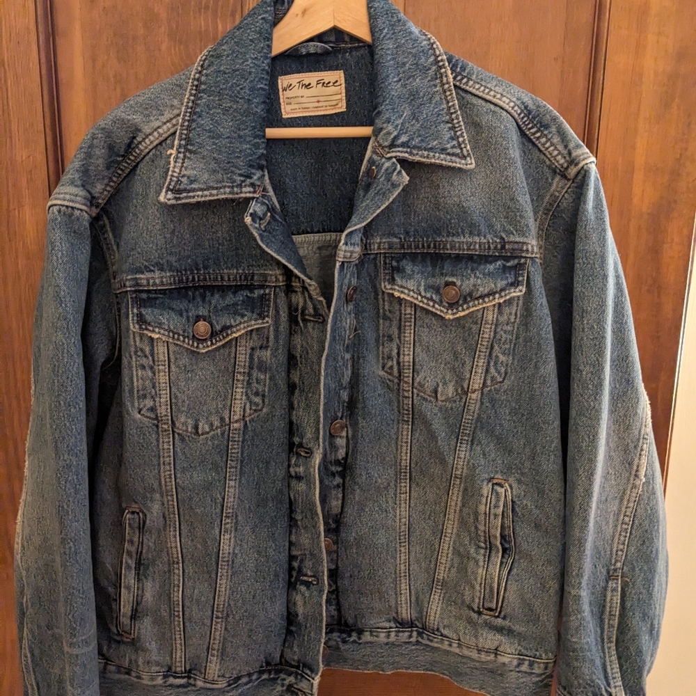 Free People Jolene Trucker Denim Jacket Medium